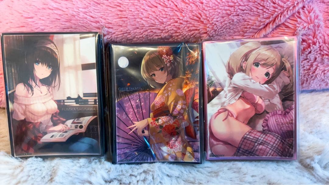 デレステ　鷺沢文香　（佐藤心　高垣楓　鷺沢文香）デッキケース＆スリーブセット