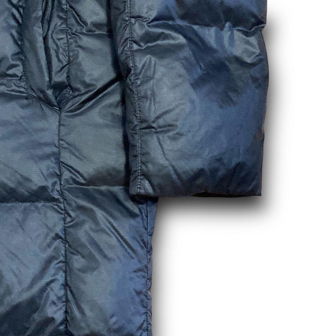 ◆kappa ロングダウン　ベンチコート　ブラック　ロゴ　フード　M