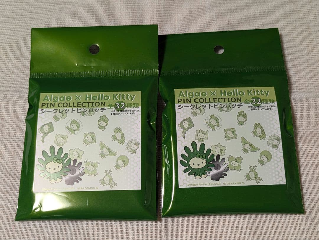 新品未開封品 大阪万博　日本館限定　藻キティ 藻ピンバッチ 4点　新品未開封