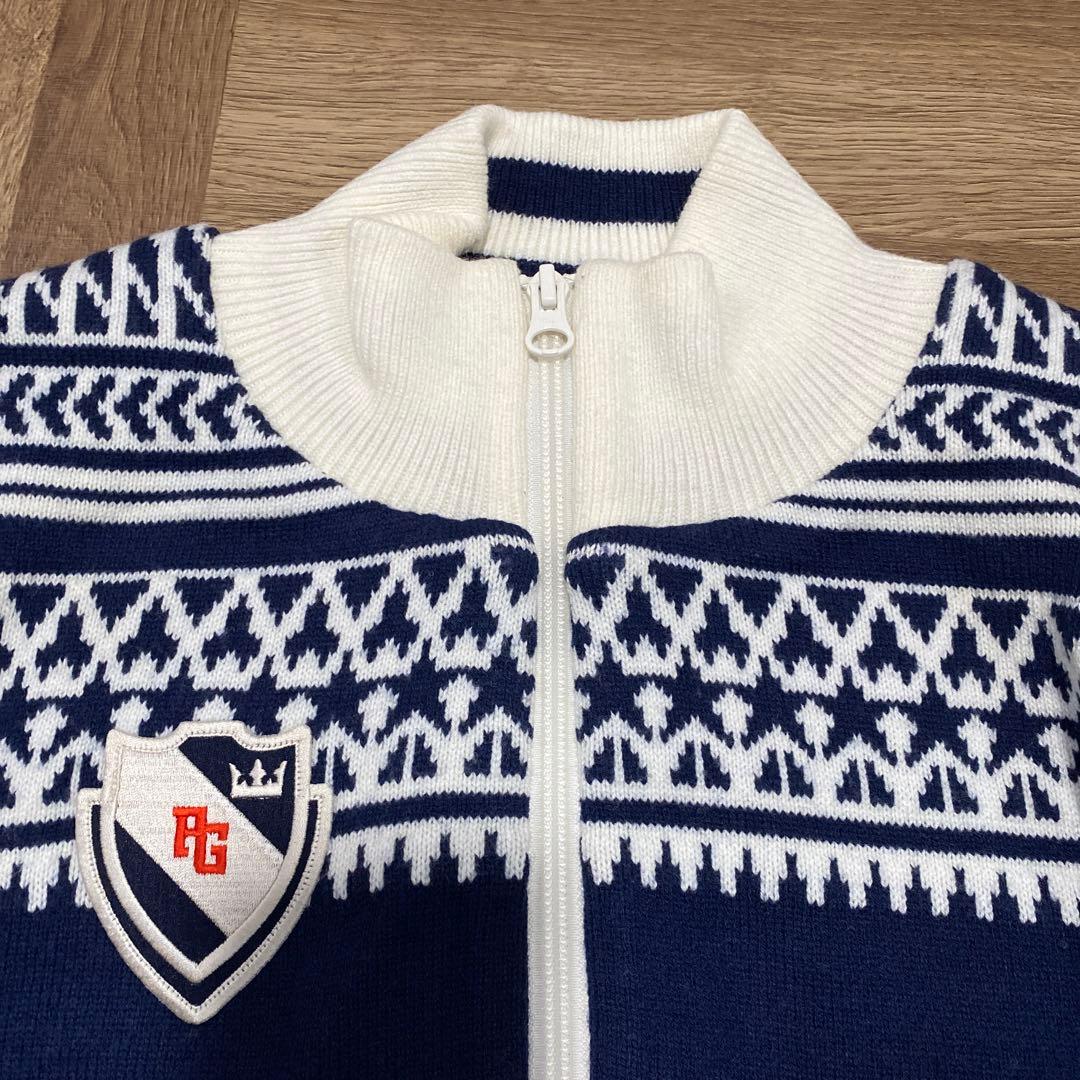 美品♡パーリーゲイツ♡ニットジップジャケット♡ネイビー♡ホワイト♡ボーダー♡S