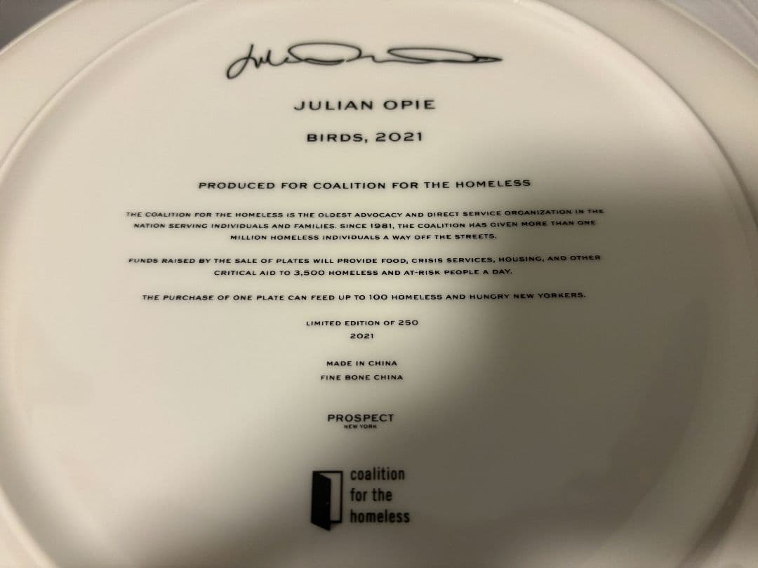 Julian Opie 限定版 Birds プレート 2021年