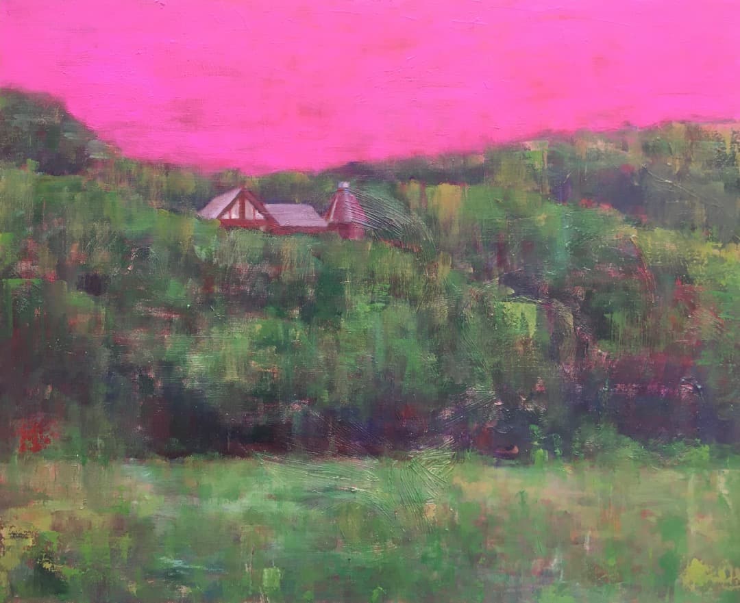 オリジナル絵画作品《山の上の洋館》