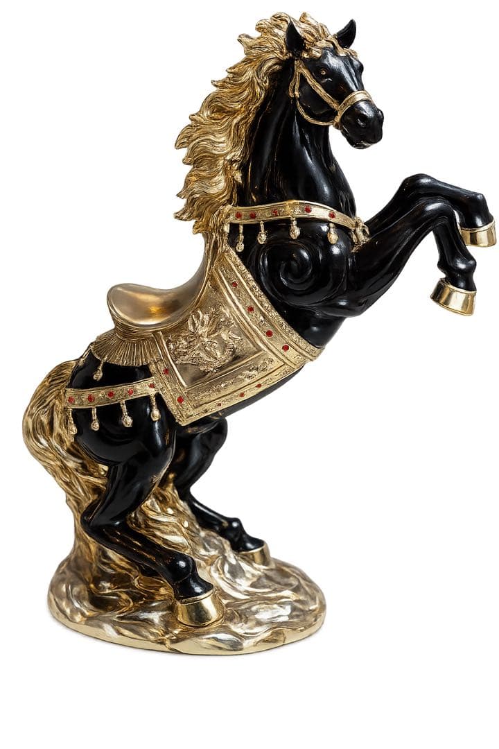 黒金の馬の彫刻 オブジェ　馬
