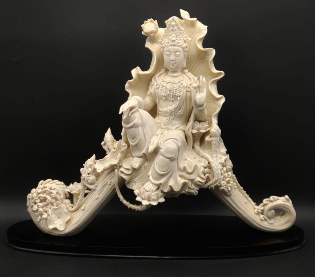 古美術 白磁觀音像 仏像 何朝宗 オブジェ