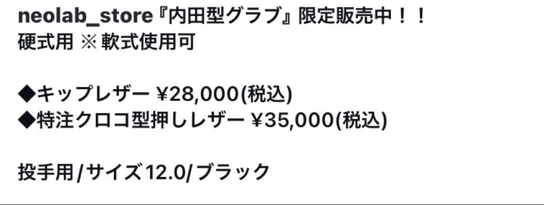 taiki　NEOLAB 硬式用　型押しクロコレザー　 12.0 ネオラボ