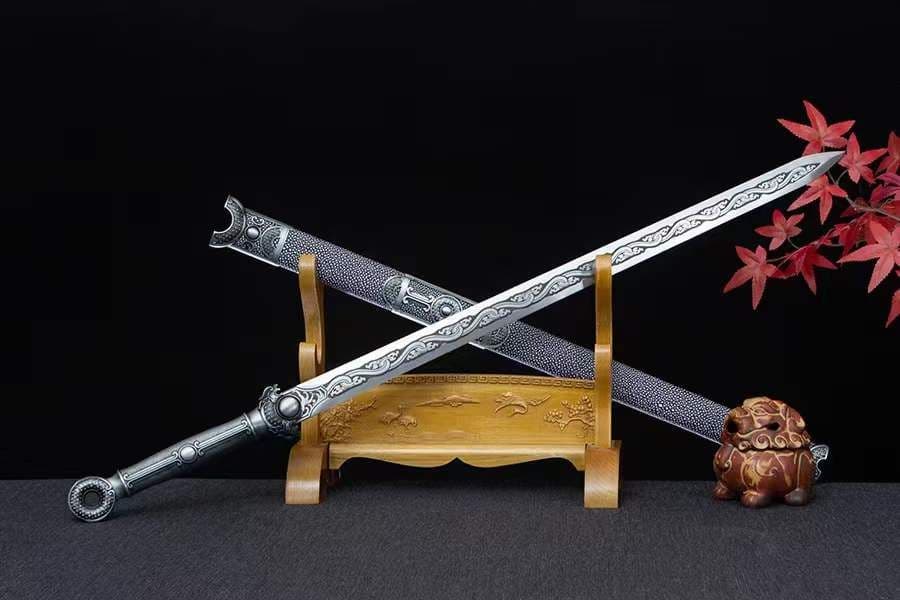 青隠環首幅刃唐剣-高性能マンガン鋼 古兵器 武具　刀装具　日本刀　模造刀 居合刀