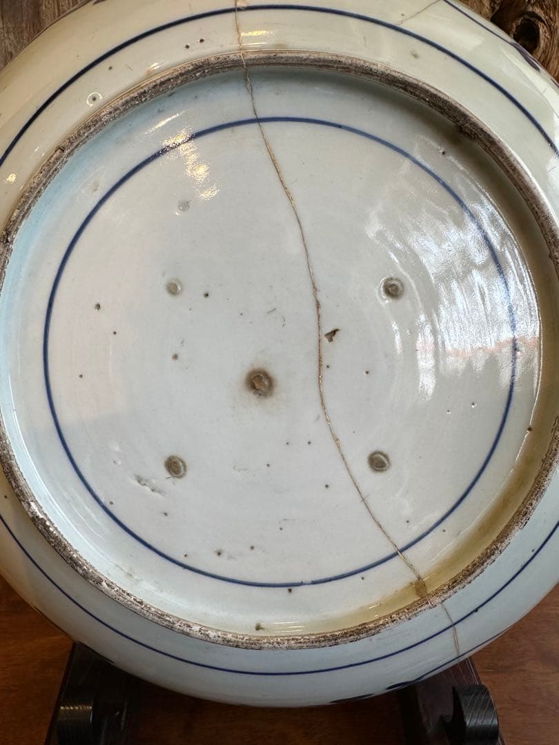 古伊万里　魚紋様　染付　大皿　江戸時代中期　有田焼き