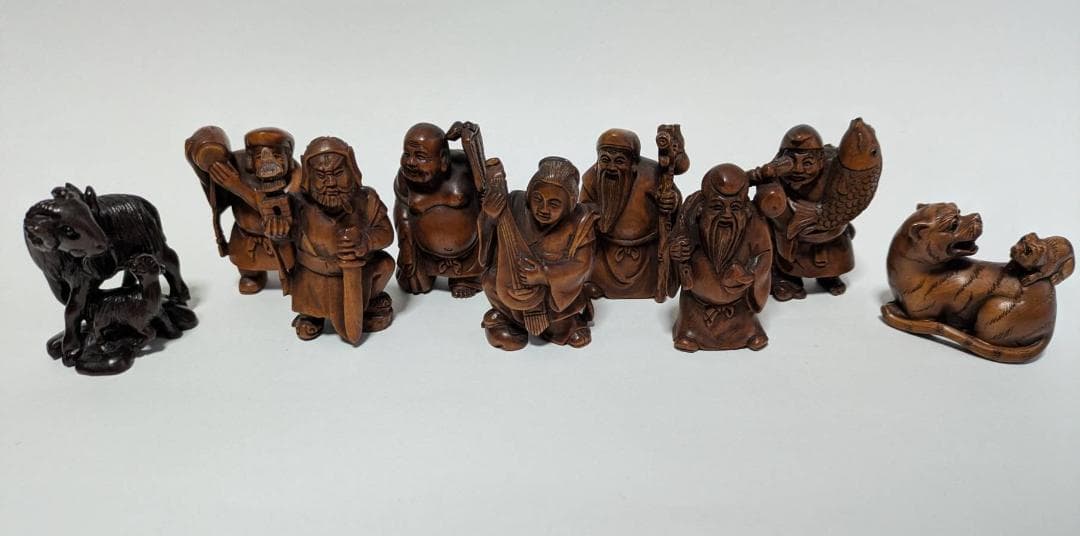 【9点まとめ売り】 根付 七福神 動物 光玉 銘有り 美術品 コレクション