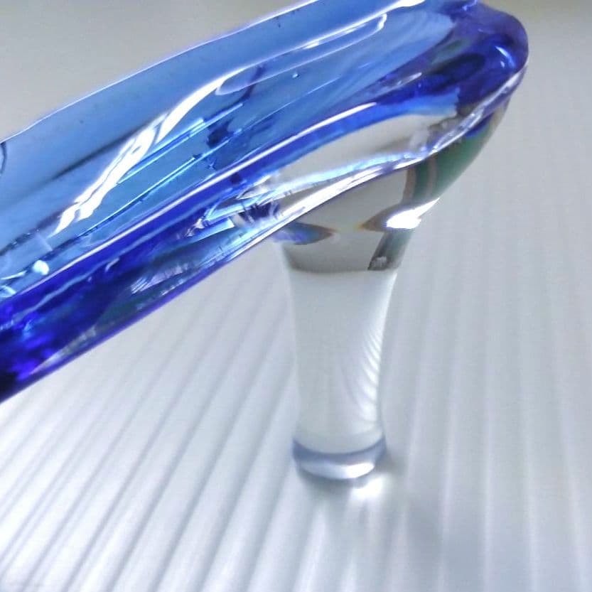 イタリア Murano ムラーノ ガラス オブジェ 置物 靴 ブルー ハイヒール