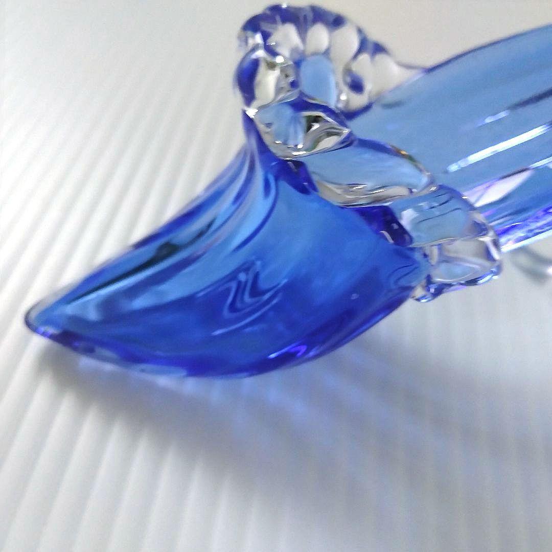 イタリア Murano ムラーノ ガラス オブジェ 置物 靴 ブルー ハイヒール