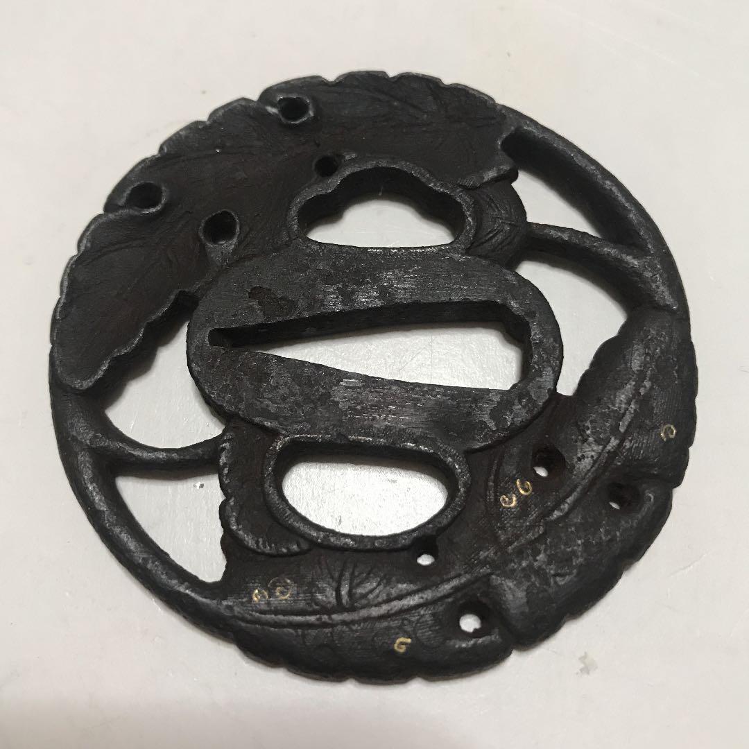 鉄鍔　本物　葉図　時代物