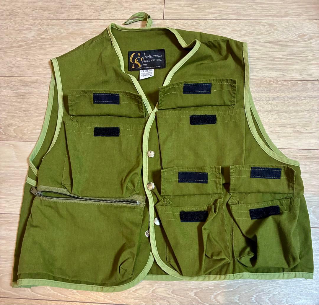 Columbia フィッシングベスト 黒タグ　Mサイズ オリーブグリーン