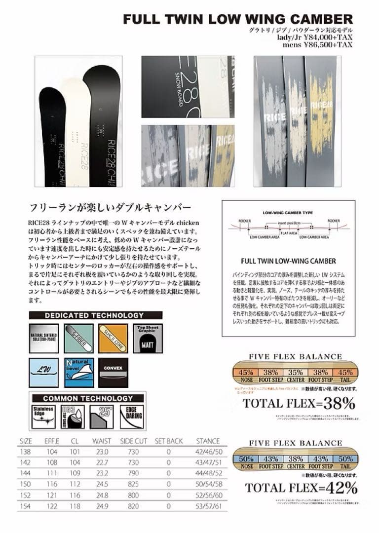 スノーボード RICE28 CHICKEN 19-20