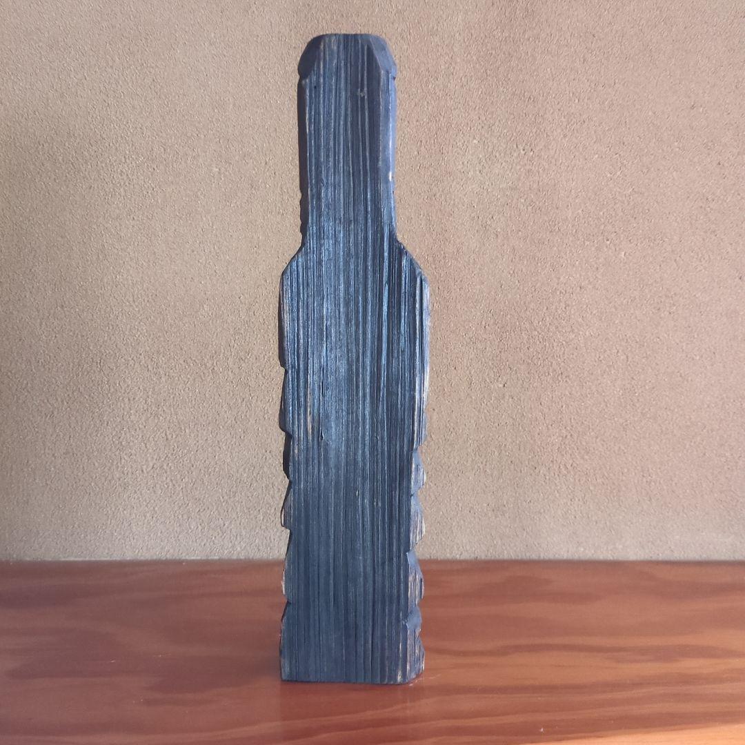 黒い木製彫刻 人形像 約30cm