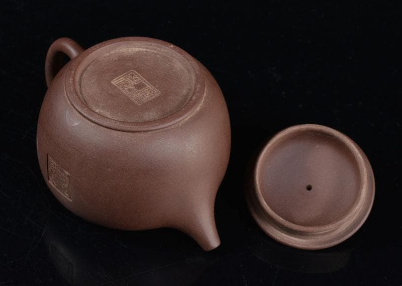 中国　紫砂　朱泥　急須　茶壷　陸羽一九八七年銘　V　R5346