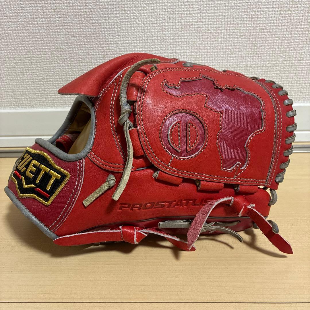 ZETT PROSTATUS 軟式グローブ レッド　投手用　※発送可2/19以降