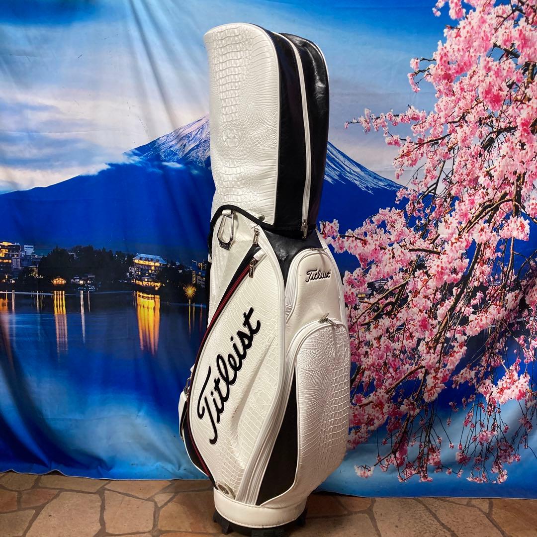 寶BU-1106 タイトリスト キャディバッグ クロコダイル型押し ホワイト