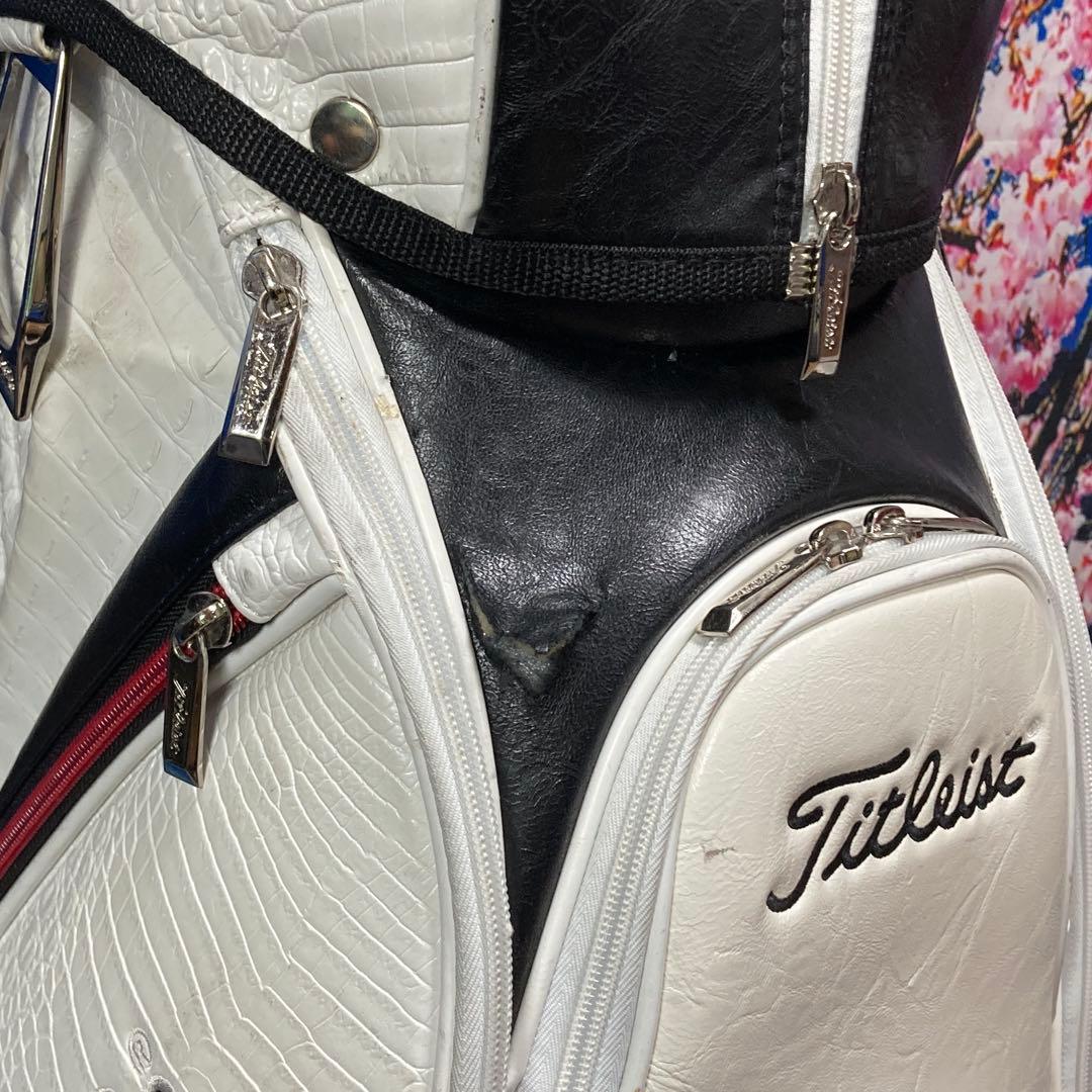 寶BU-1106 タイトリスト キャディバッグ クロコダイル型押し ホワイト