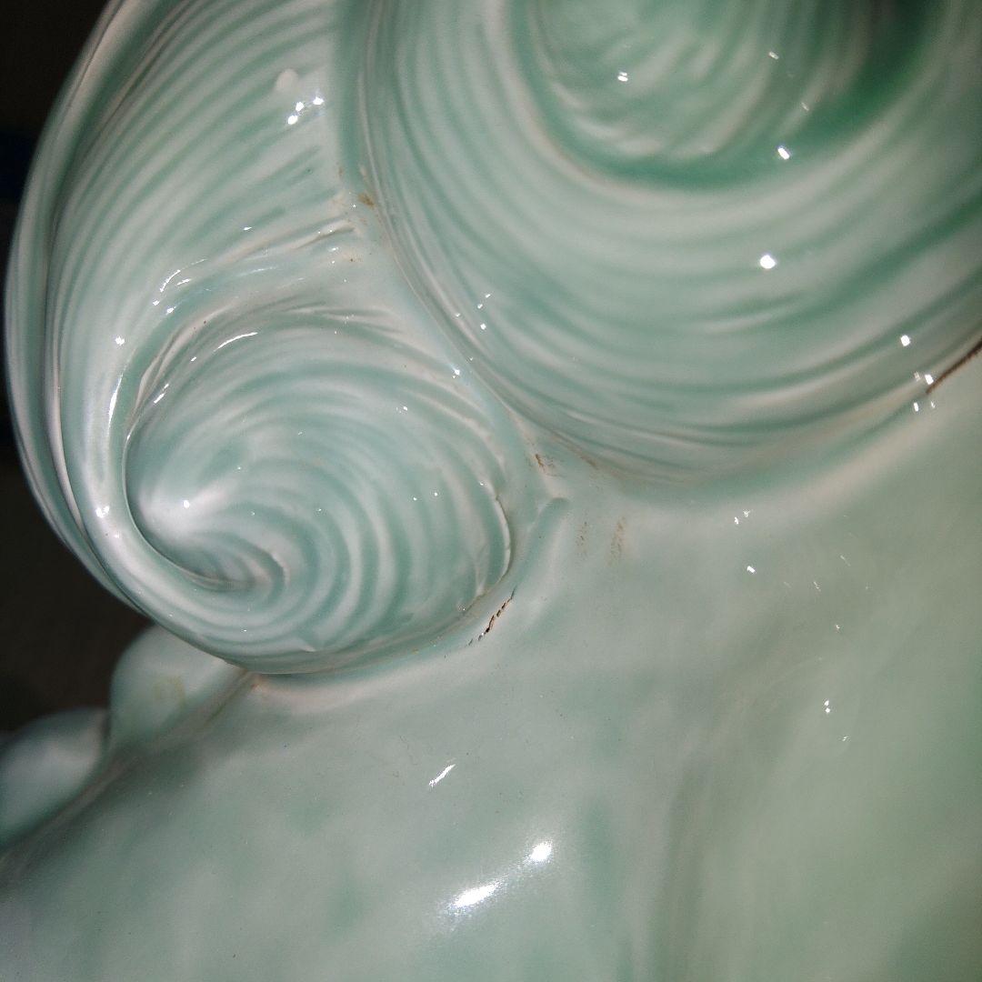 鍋島青磁　特大獅子　置物