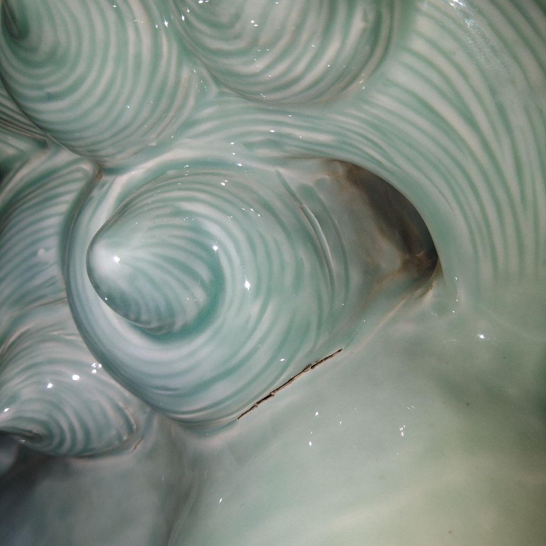 鍋島青磁　特大獅子　置物