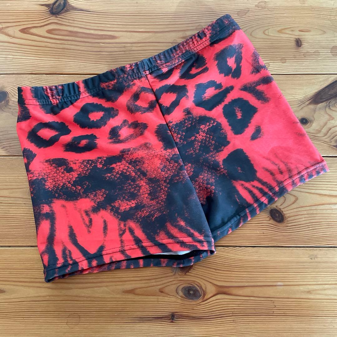 お値下げ【社交ダンス用ドレス】赤黒ヒョウ柄*デモ*レッスン★ラテン★Mサイズ