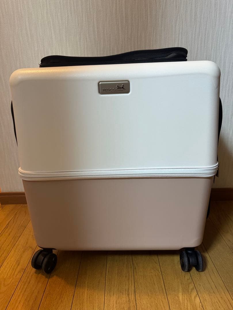 ペチコ ペット用キャリーケース ピンクベージュ×ホワイト Lサイズ