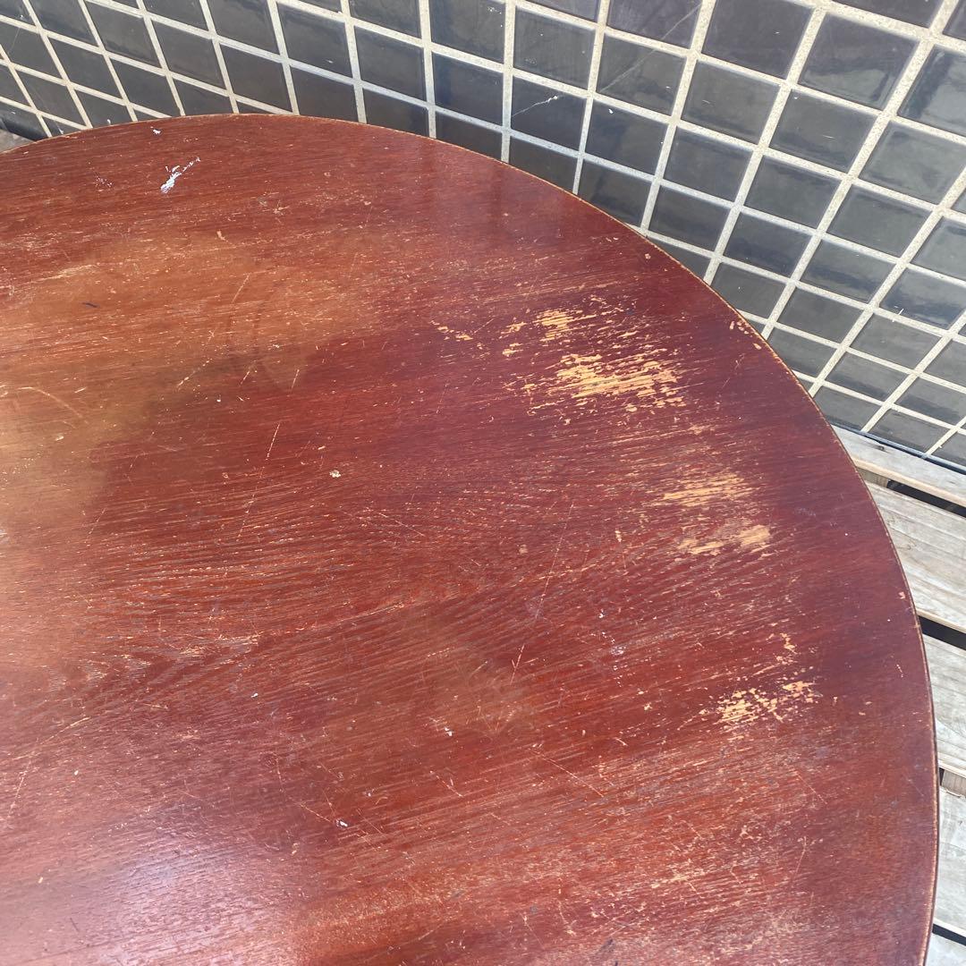 B.昭和レトロ 折りたたみ式ちゃぶ台 丸 円卓 時代物 古道具 古家具