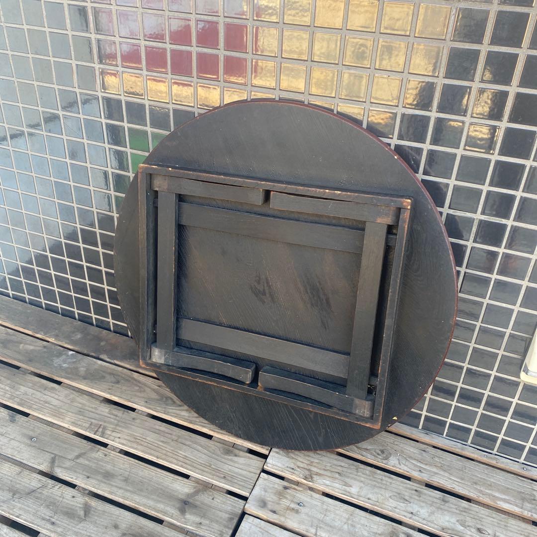 B.昭和レトロ 折りたたみ式ちゃぶ台 丸 円卓 時代物 古道具 古家具