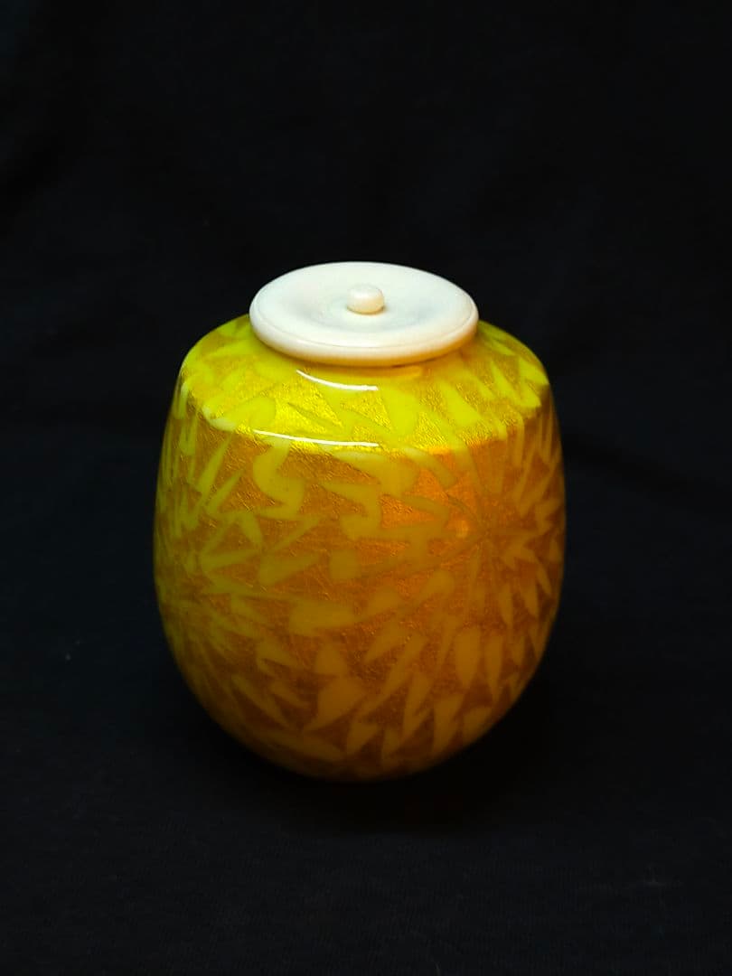 【小野珀子】釉裏金彩 茶碗 茶入 小皿