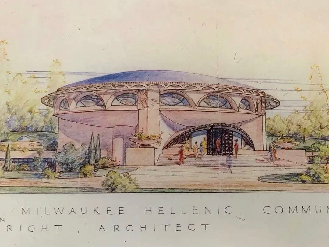 フランク・ロイド・ライト ポスター額装　教会設計図