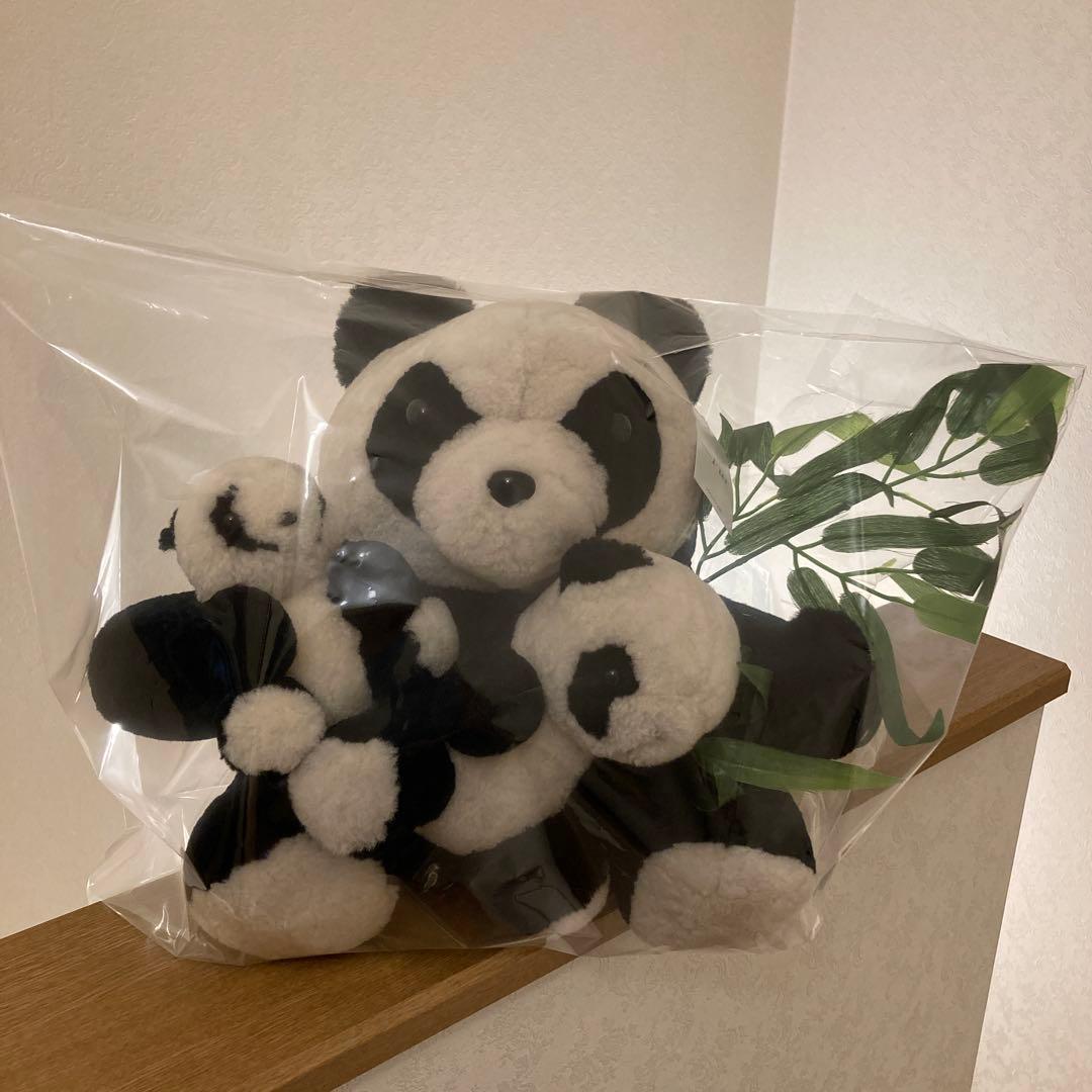 ★稀少《羊革・ベビーラム》パンダ親子セット上質毛皮素材　一点物