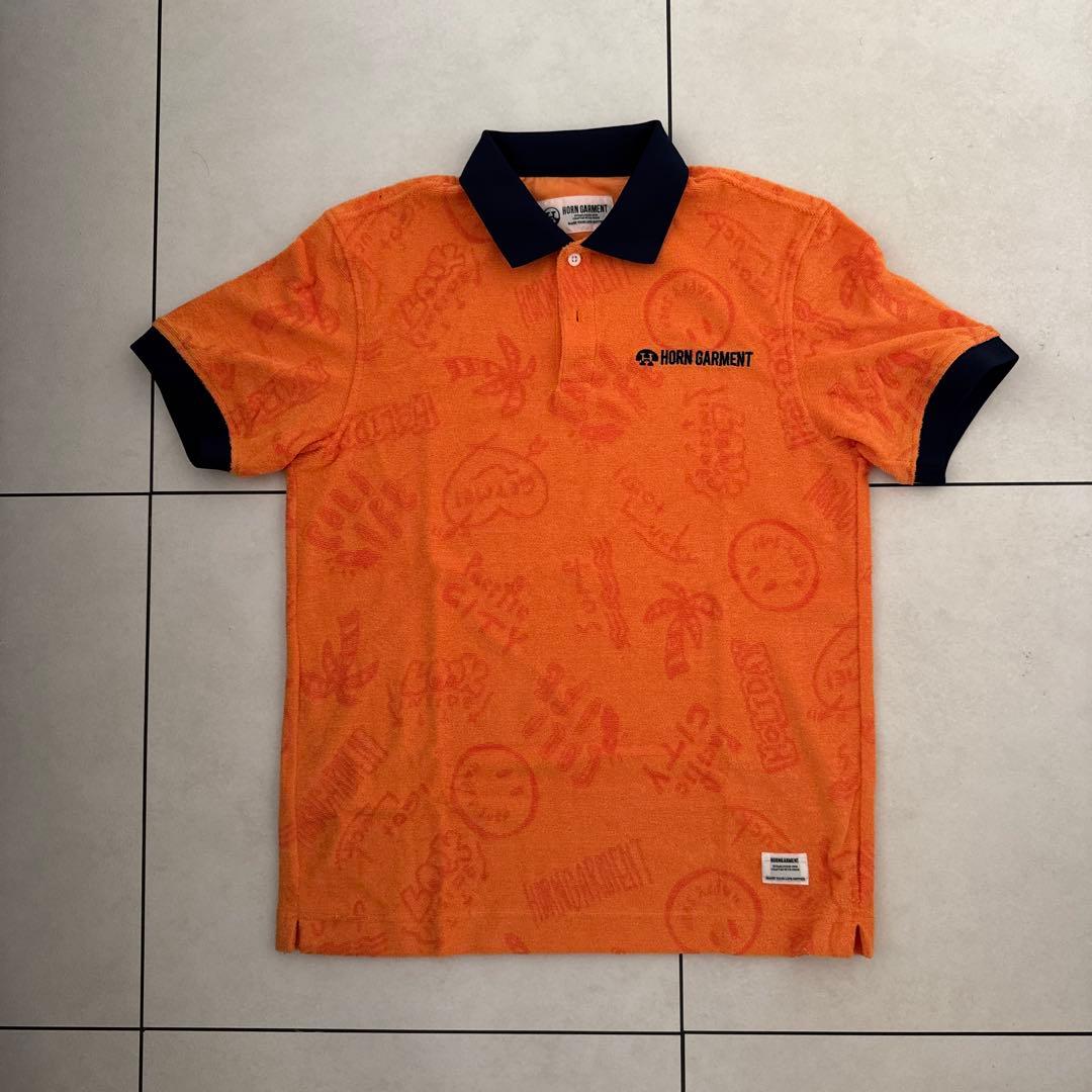 HORN GARMENT ホーンガーメント　ゴルフ　オレンジポロシャツ