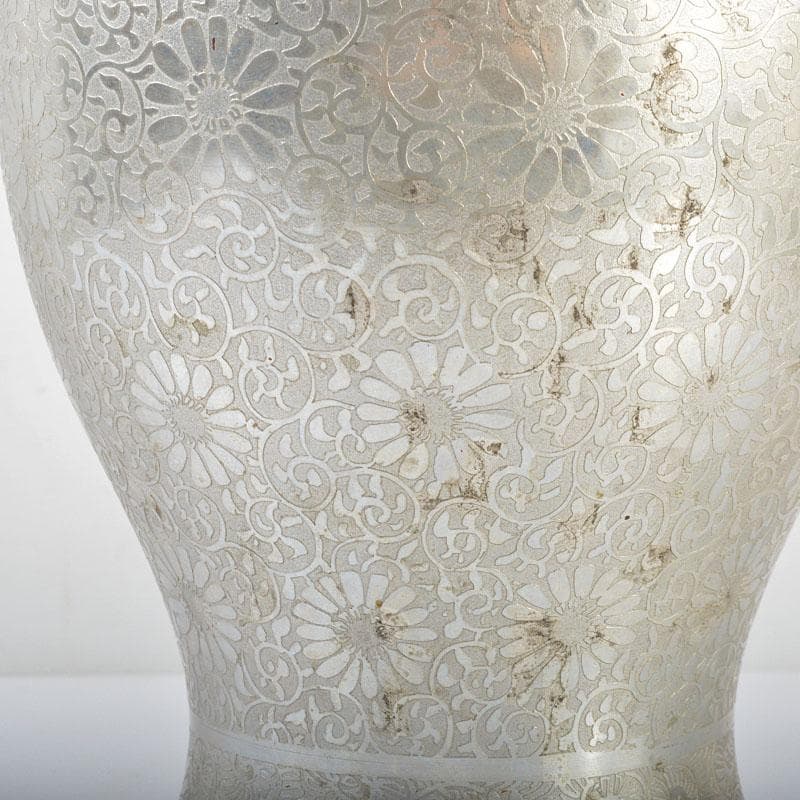 薩摩錫器　薩摩錫日生堂製　花唐草文 　壷　時代箱付　M　R4602B