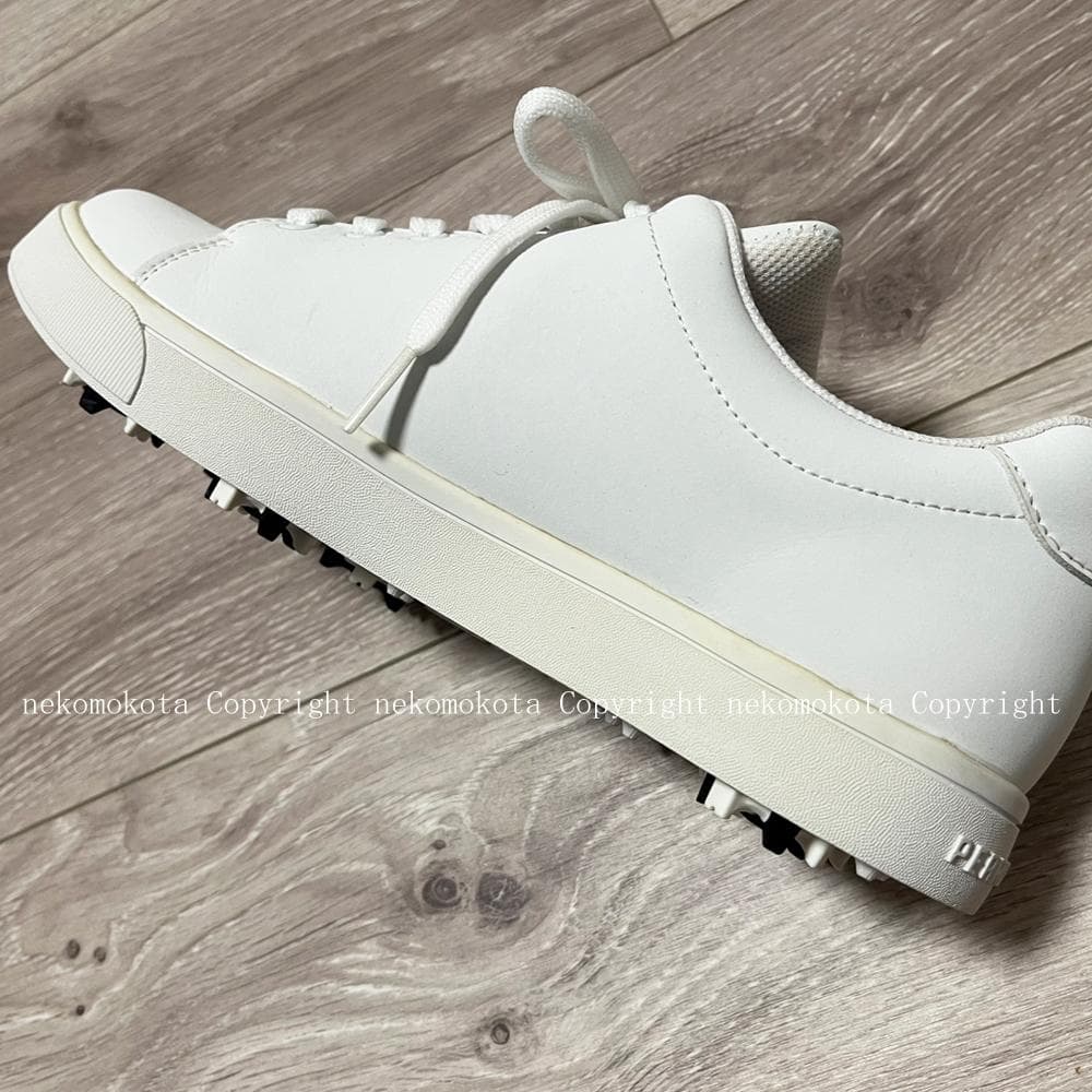 パーリーゲイツ サイドロゴ スパイク シューズ 24.5cm 白 レディース