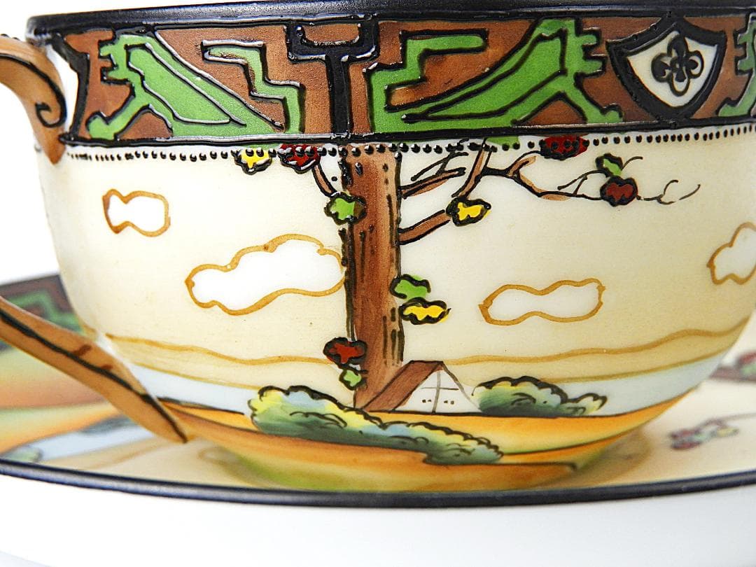 オールドノリタケ ウッドランド カップ ソーサー アンティーク