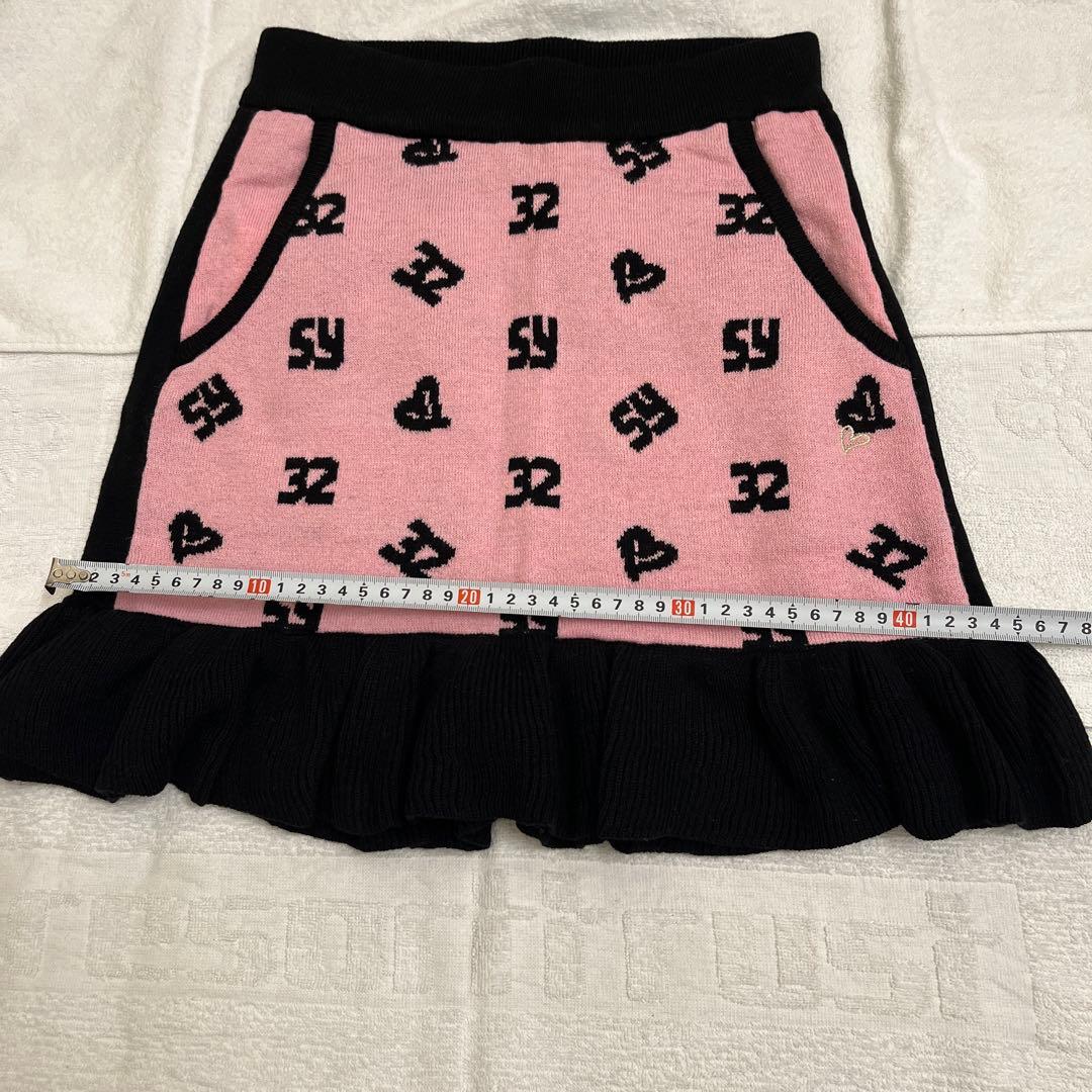 SY32 ニットスカート ピンク/黒