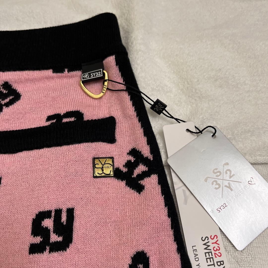 SY32 ニットスカート ピンク/黒