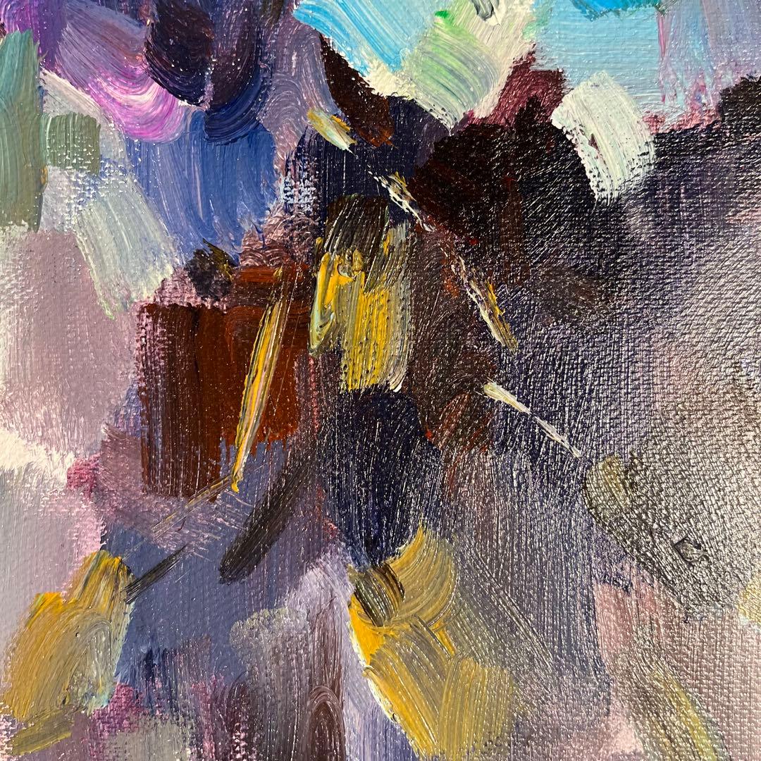 ★秀作★手書き油絵 花瓶の花 額付 絵画 インテリア 油彩画