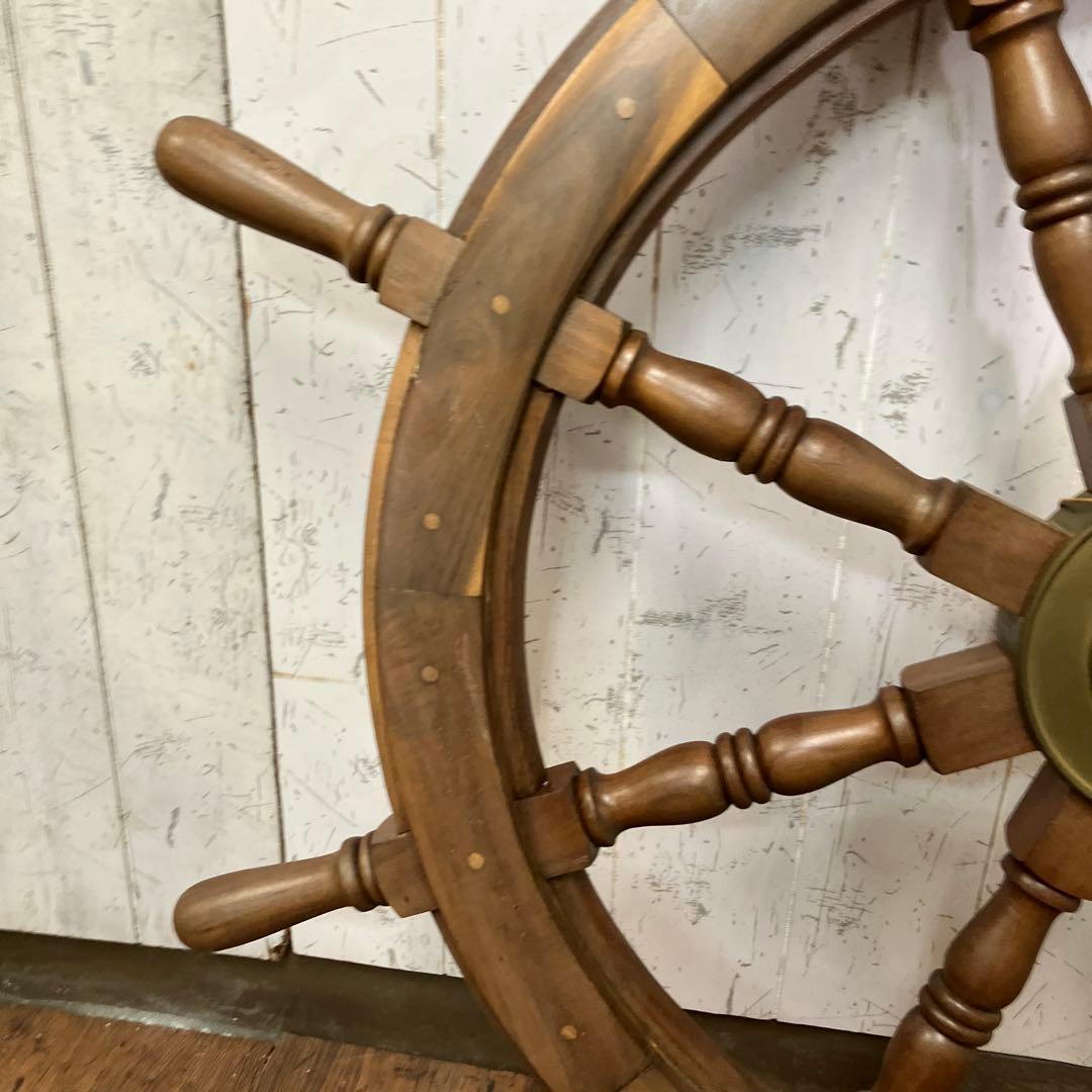 A-壁 木製 船の舵輪 8本ハンドル マリンインテリア 操舵輪 ラット ハンドル
