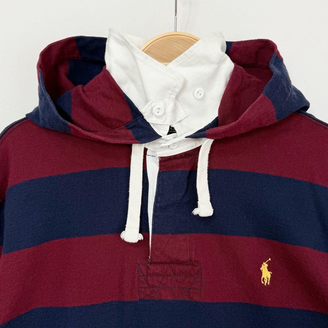 POLO Ralph Lauren ボーダーフード付 ラガーシャツ S87b