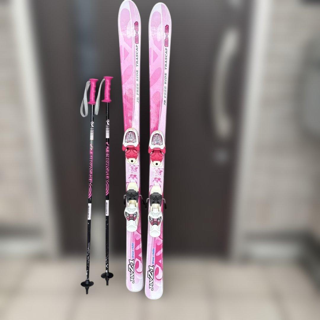 ジュニアスキー128㎝　ストック100㎝セット　女の子