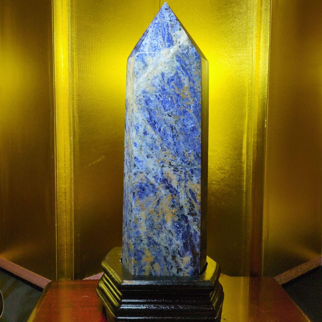 ソーダライト 六角柱 3.1kg 高さ27cm 台座付き 天然石 パワーストーン