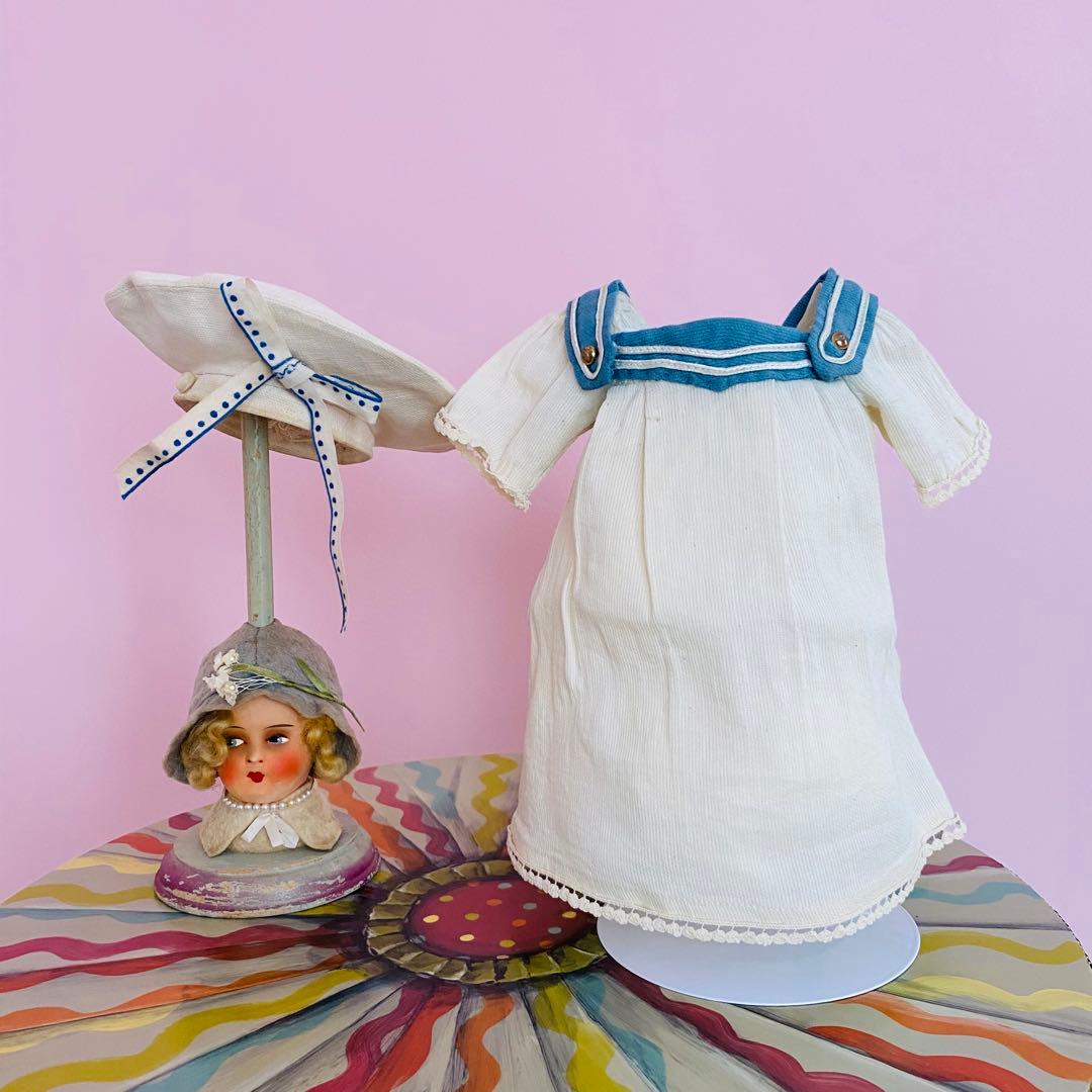 アンティークドールのセーラードレス&ハット
