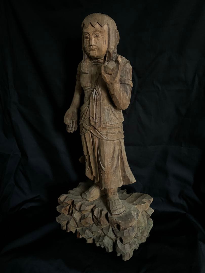 木彫 時代 仏像 70cm 菩薩立像 観音立像 仏教美術 木製 聖徳太子