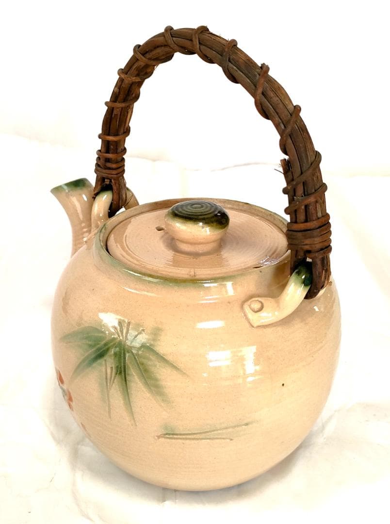 陶器 急須 梅・笹・松葉 レトロ Ae-304