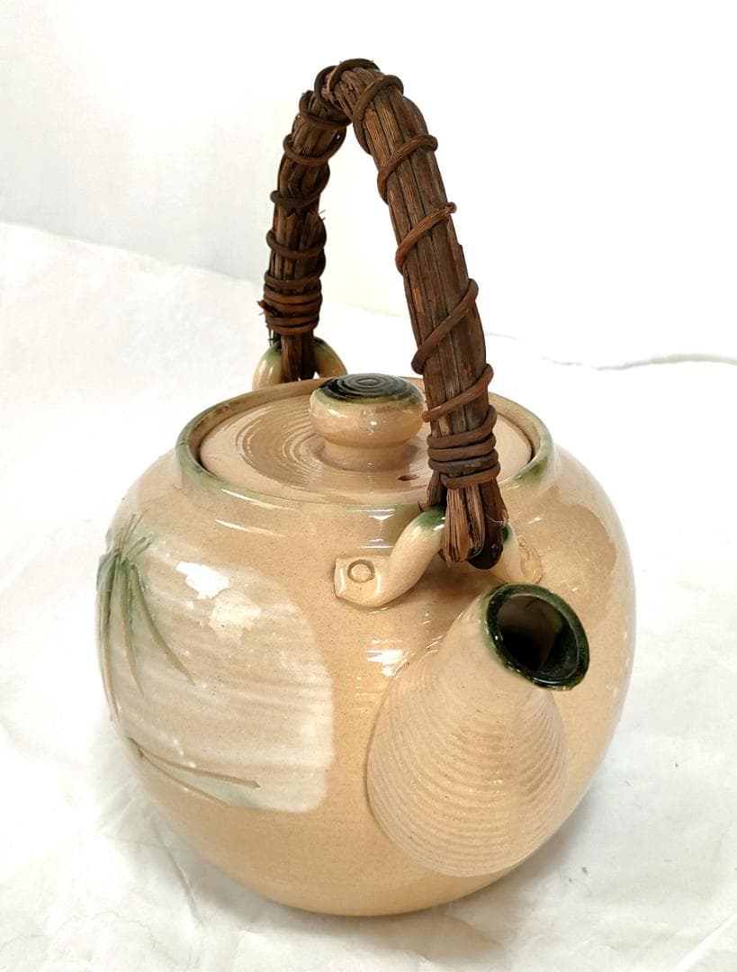 陶器 急須 梅・笹・松葉 レトロ Ae-304