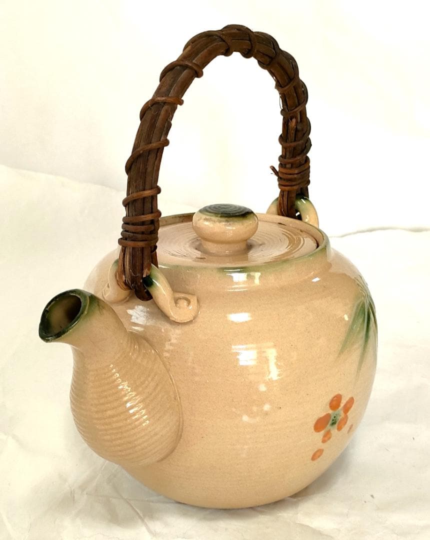 陶器 急須 梅・笹・松葉 レトロ Ae-304