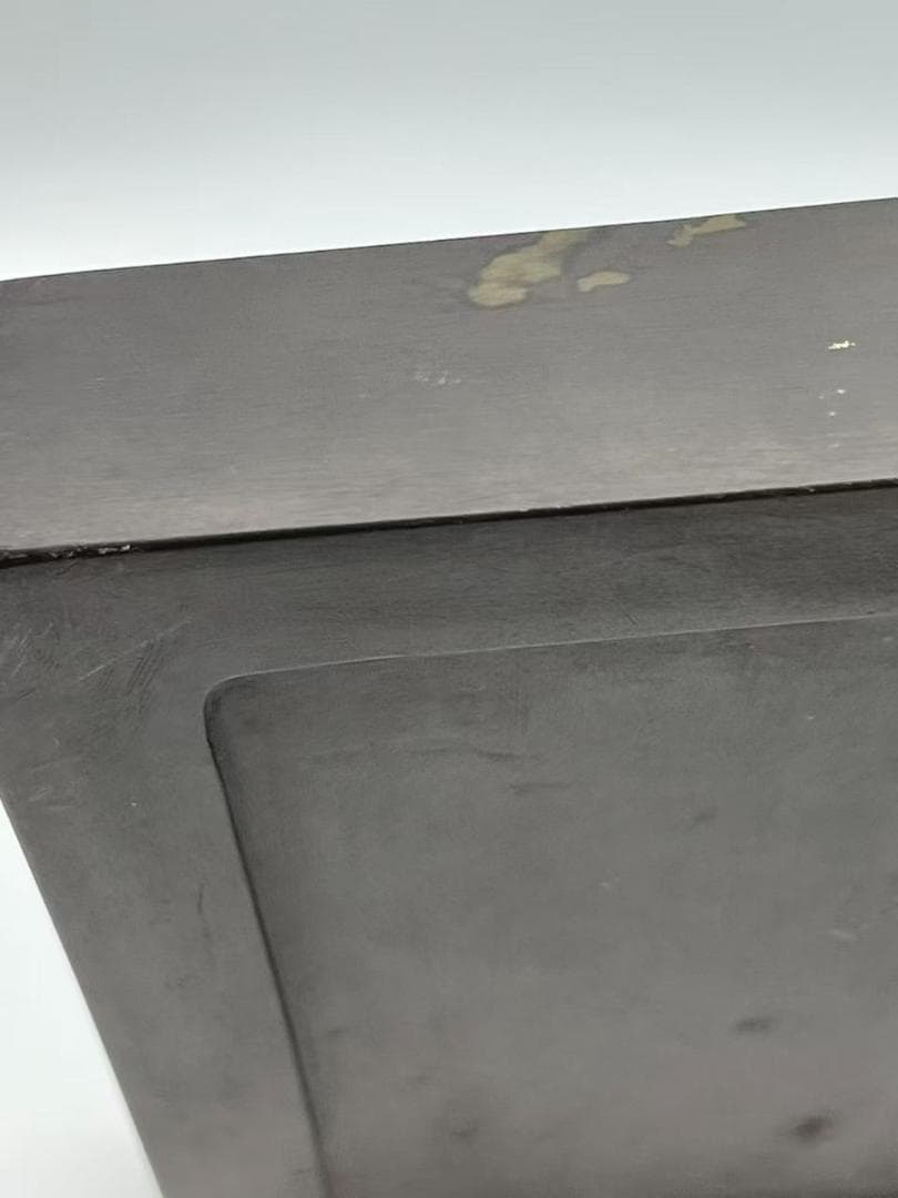 明時代　古端渓硯　浮雕螭龍文 双龍戲珠文　水坑紫端硯 元硯箱 極上品(B-89)