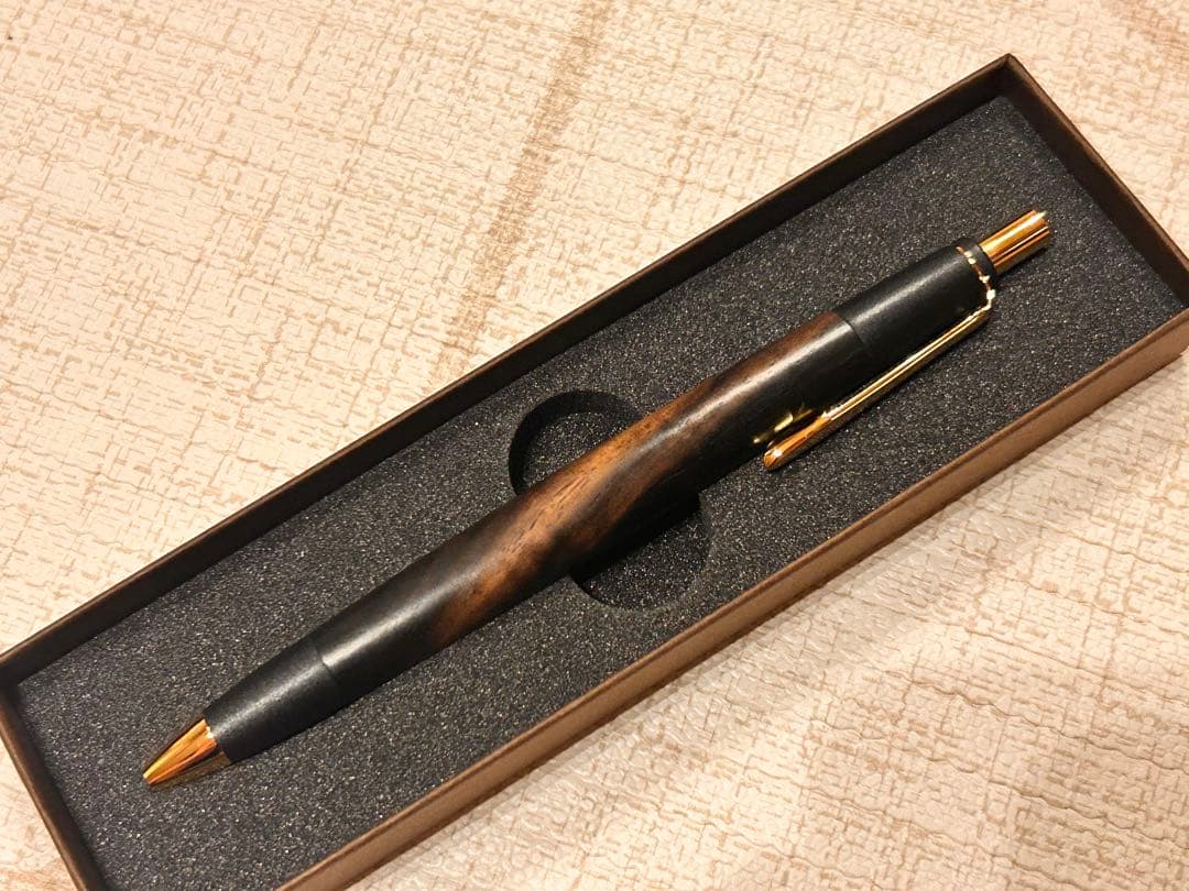 ボナンペン　シャープペン　黒柿　本店限定上杢　真鍮金具