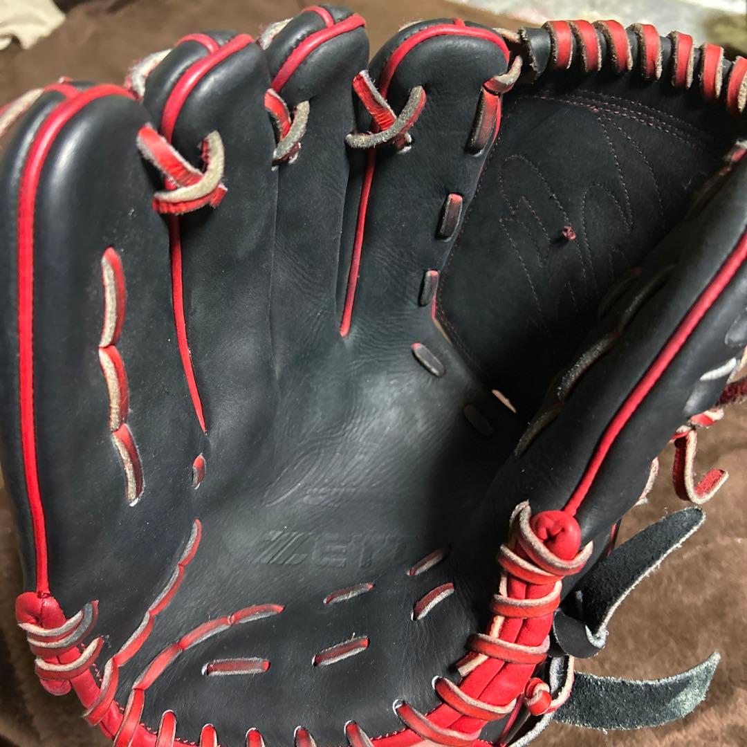 ZETT 硬式グローブ 黒/赤